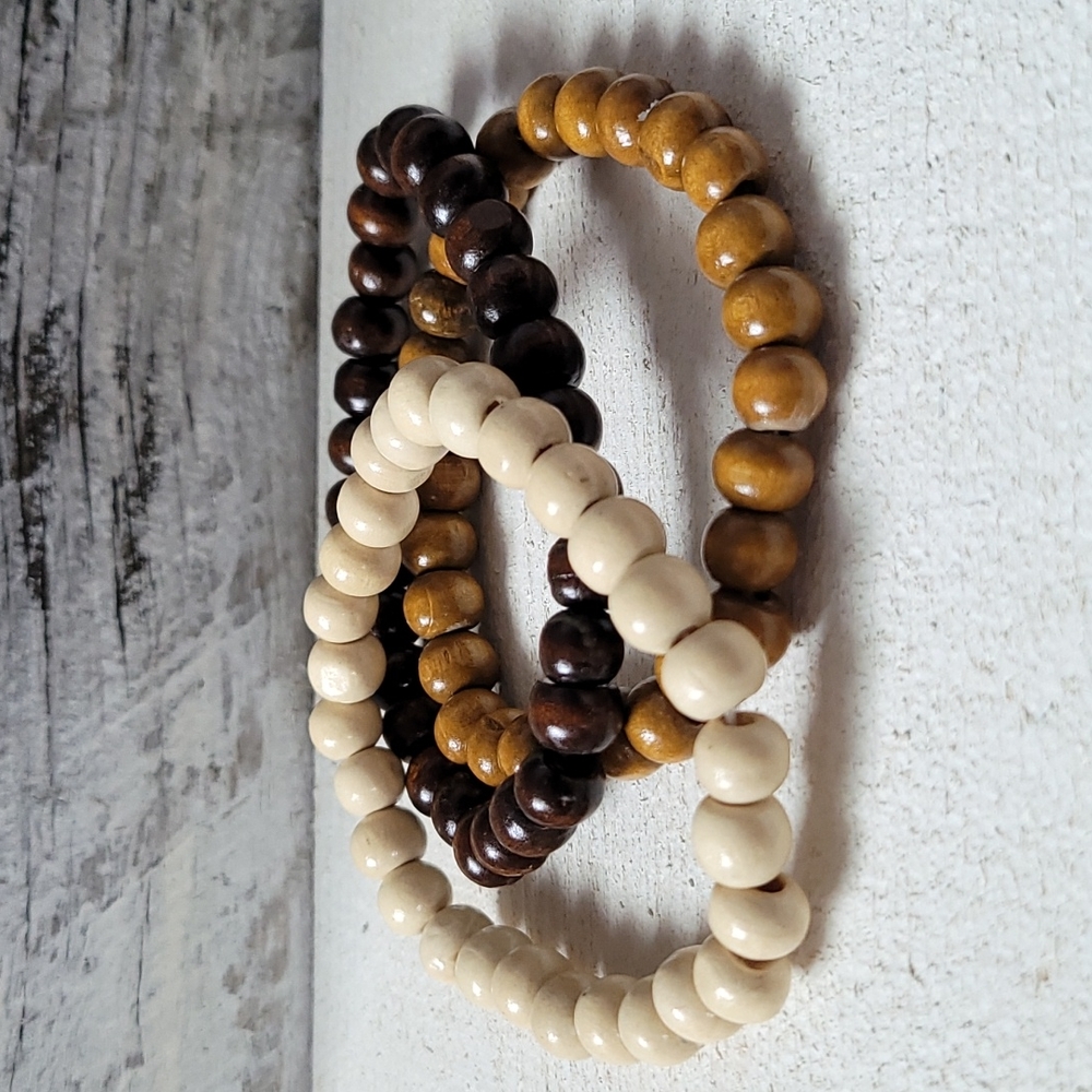 Wood beaded bracelets